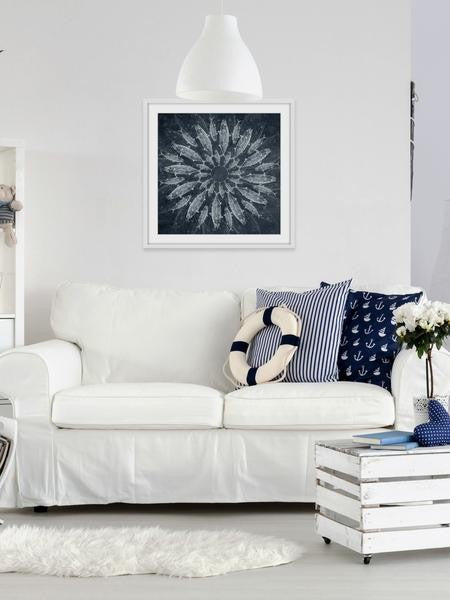 "White Burst" Framed Painting Print, 18"x18"