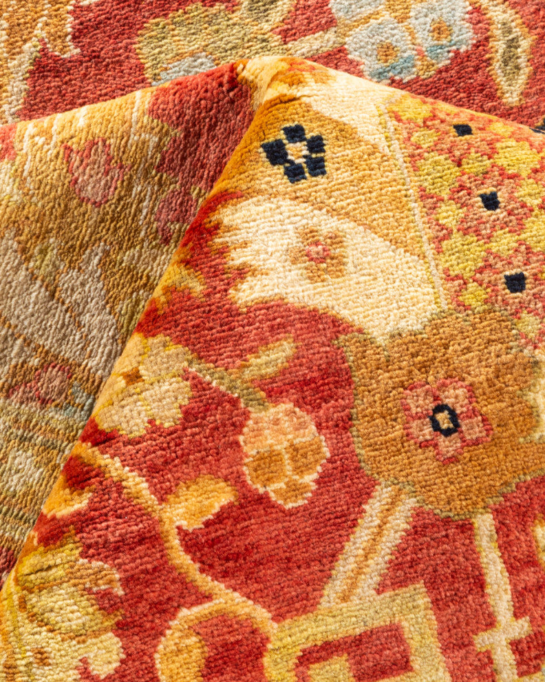 Eclectic, One-of-a-Kind Hand-Knotted Area Rug  - Orange, 12' 0" x 18' 6"