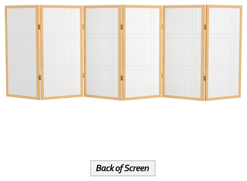 3'' Tall Double Cross Shoji Screen, Natural, 6 Panels