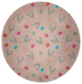 Chickens and Eggs Easter Chenille Rug, Sunwashed Red, 5' Round