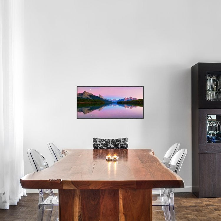 "Maligne Lake" Framed Canvas Giclee by Yan Zhang, 37x18"