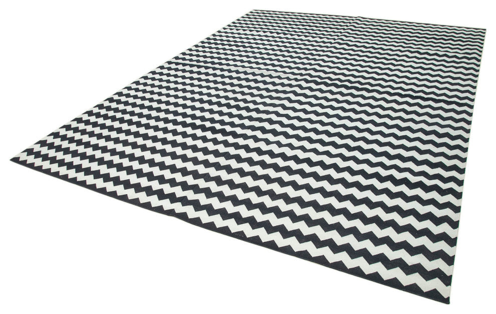 Rug N Carpet - Handmade Wool 8' 10'' x 11' 10'' Modern Design Dhurrie Kilim Rug