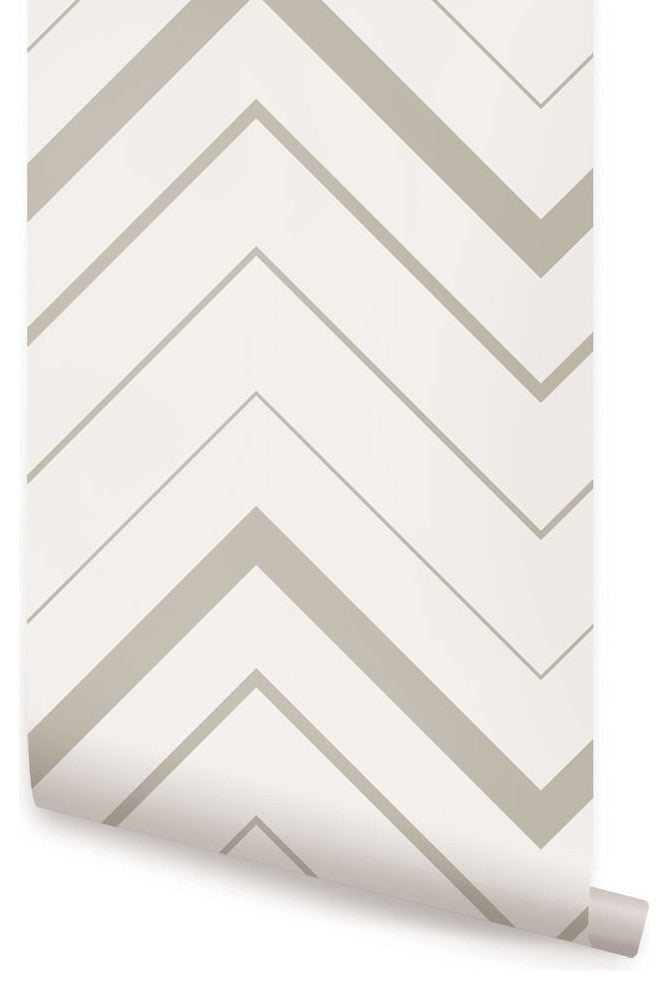 Chevron Bold Peel and Stick Vinyl Wallpaper, Gray, 24"w X 60"h