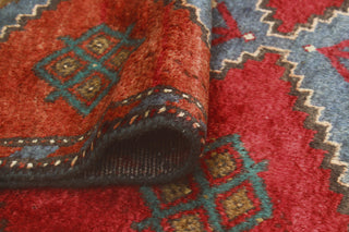 Fine Vintage Distressed Carver Red/Blue Runner, 2'7 x 8'10