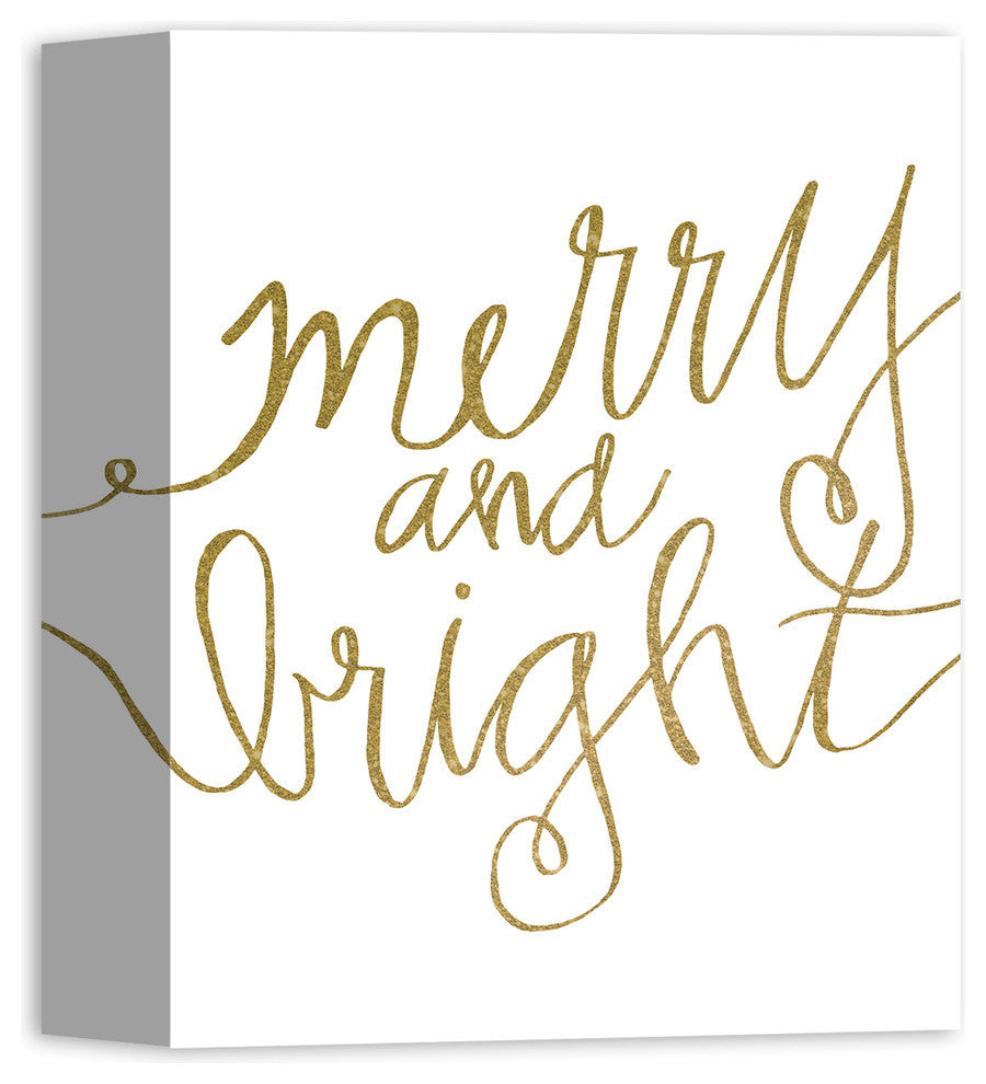 Gold Merry and Bright Canvas Wall Art, 8"x10", Unframed