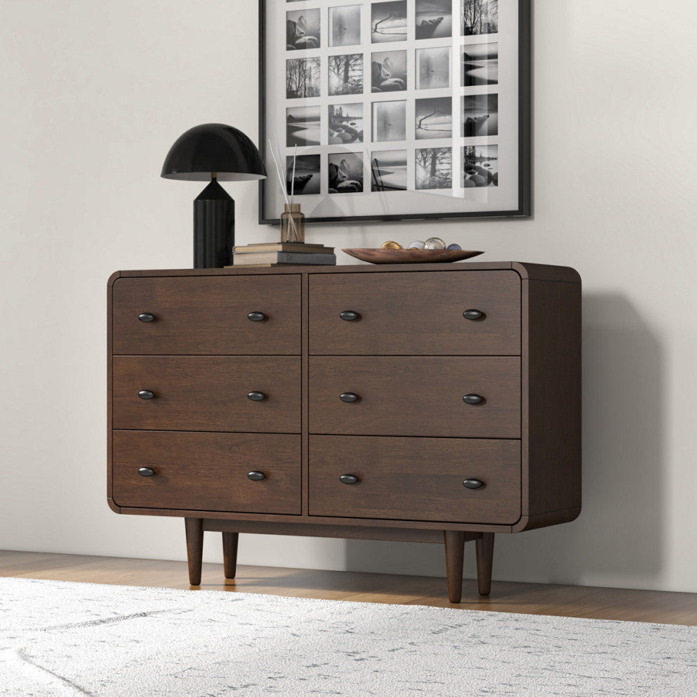 Stein Mid-Century Modern Solid Wood Bedroom Dressers, 6-Drawer