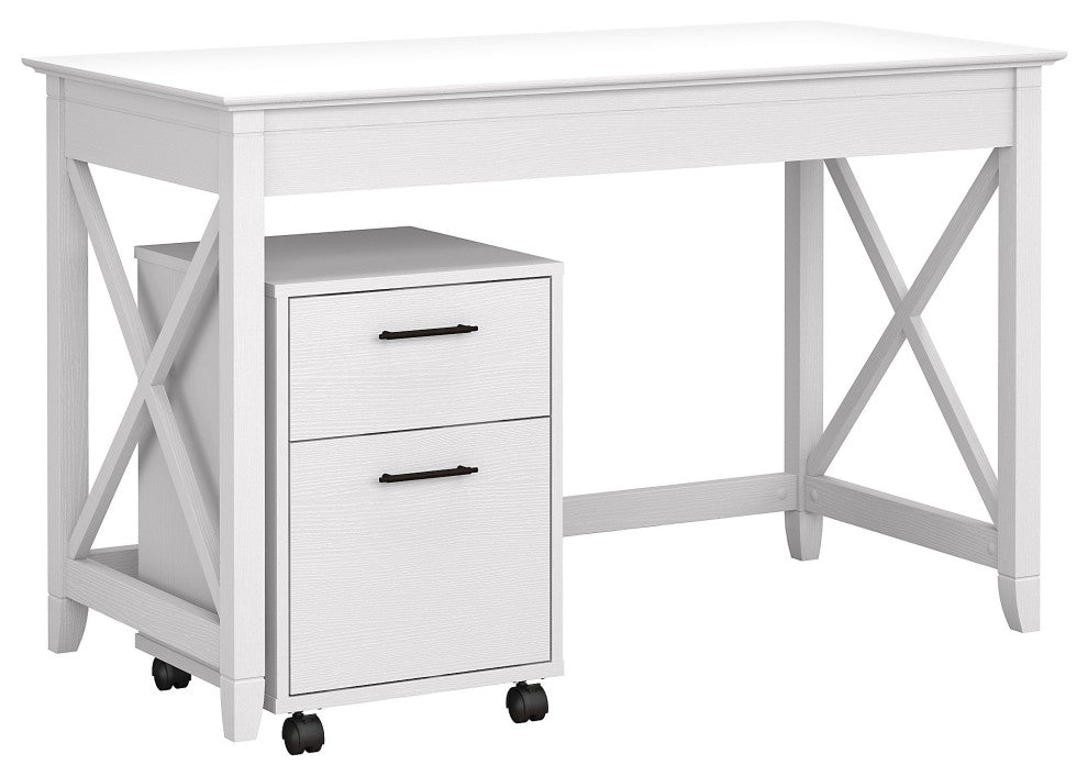 Key West 48W Writing Desk With 2 Drawer Mobile File Cabinet
