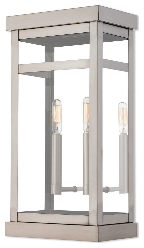 2 Light Outdoor Wall Lantern, Brushed Nickel