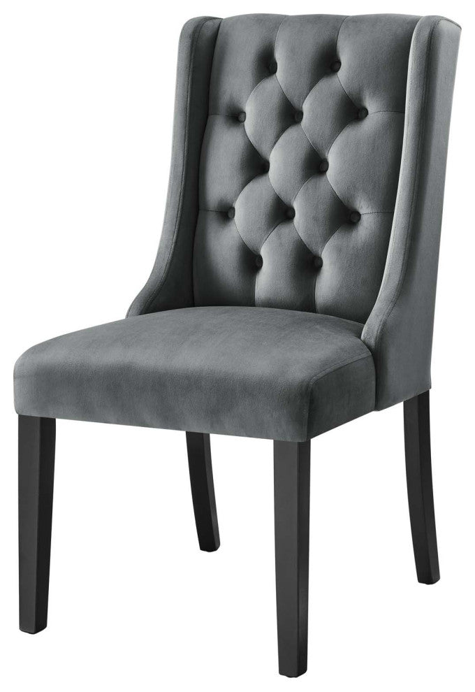 Side Dining Chair, Set of 2, Gray, Velvet, Modern, Cafe Bistro Hospitality