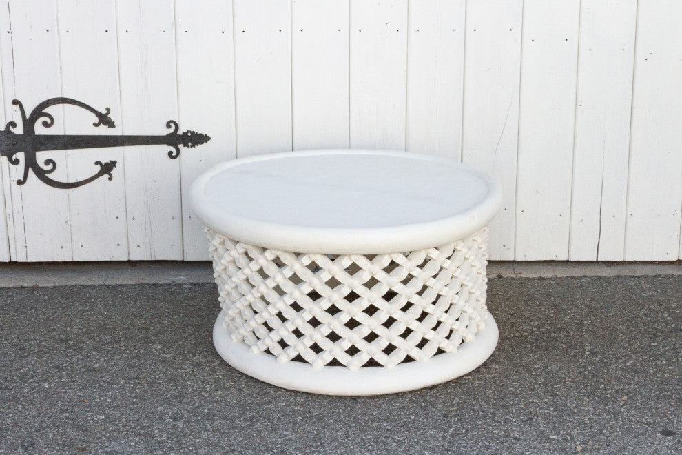 Aged White Bamileke Round Table