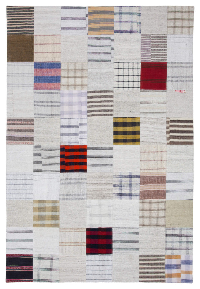 Rug N Carpet - Handmade Oriental 6' 8'' x 9' 9'' Rustic Patchwork Kilim Rug