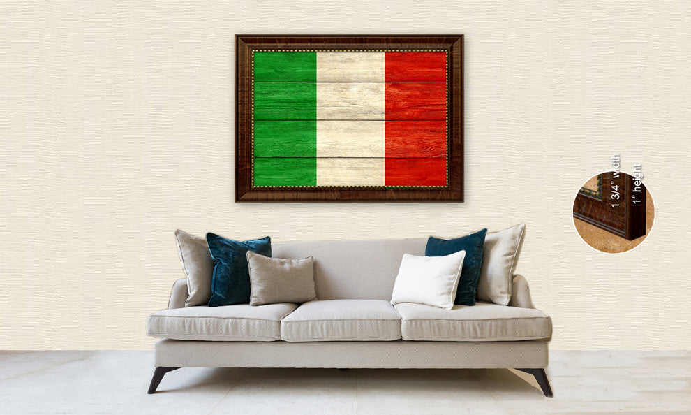 Jamaica Country Textured Flag Print With Brown Gold Frame, 19"X27"