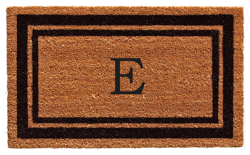 Black Border 24"x36" Monogram Doormat, Letter E