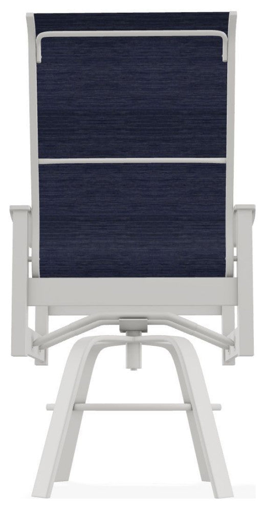 Leeward Sling Balcony Height Outdoor Swivel Armchair, Collect Indigo/Snow