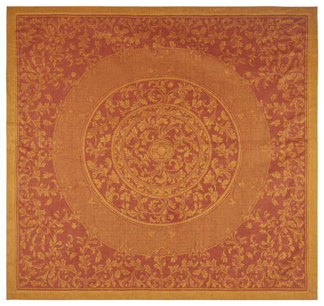 French Home Linen 71" x 112" Renaissance Tablecloth Warm Sienna and Saffron