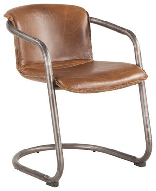 Chiavari Distressed Chestnut Leather Dining Chairs
