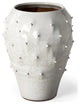 14' White Spiked Organic Glaze Large Mouth Ceramic Vase