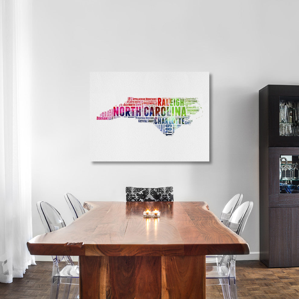 "North Carolina Watercolor Word Cloud" Fine Art Print