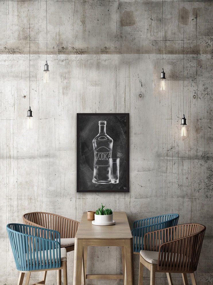 "Vodka on Chalkboard" Framed Painting Print, 12"x18"