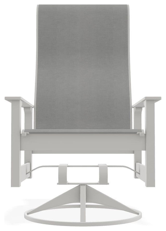 Leeward Sling Outdoor Swivel Rocker, Alloy/Snow