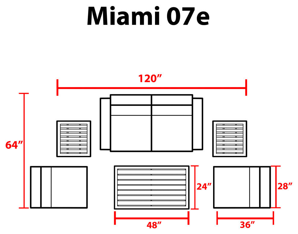 Miami 7 Piece Outdoor Wicker Patio Furniture Set 07e