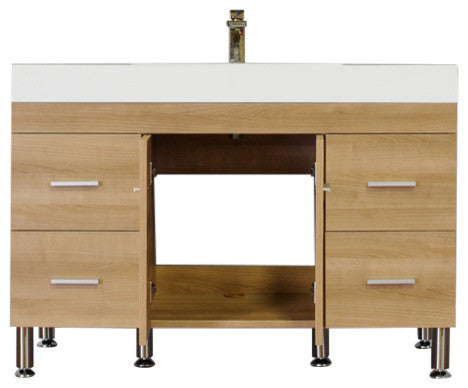 Ripley 47" Single Modern Bathroom Vanity, Light Oak, Without Mirror