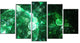 Green Spherical Water Droplets, Large Floral Canvas Art Print, 60"x32", 5 Panels