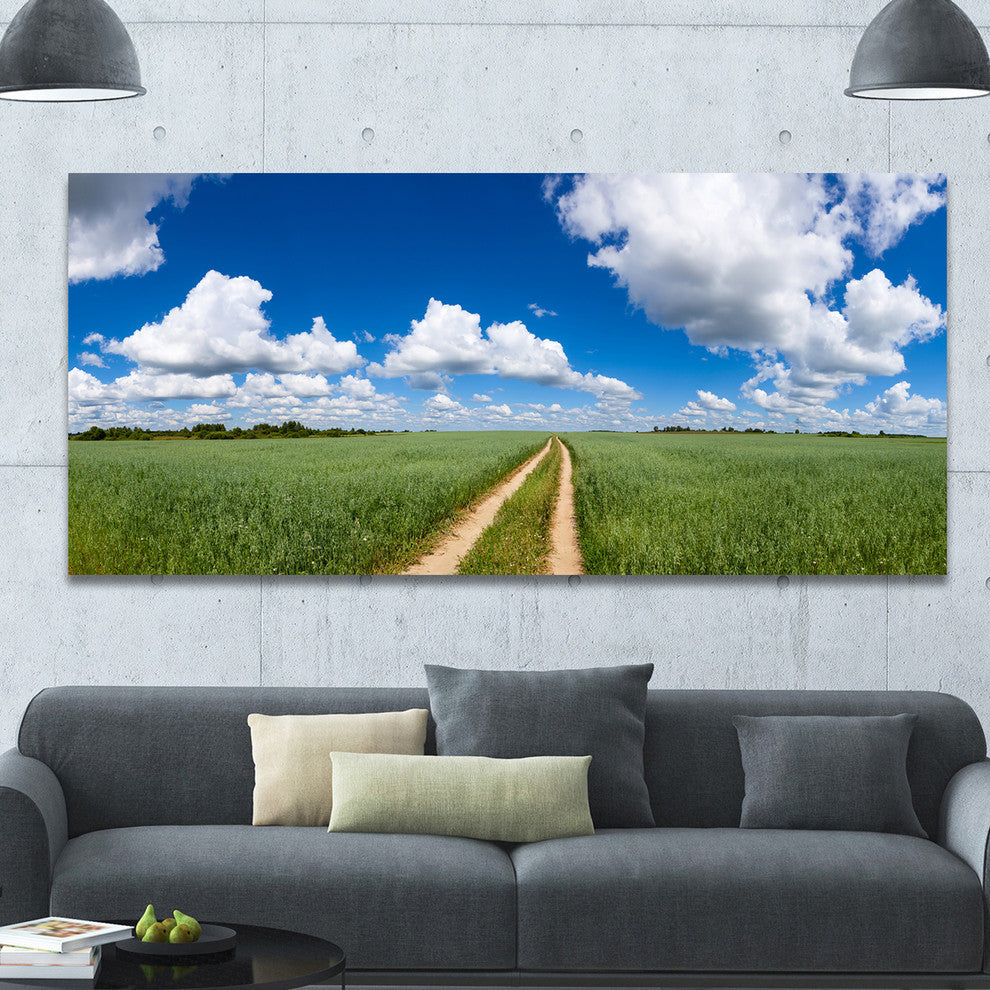 Path in Bright Summer Panorama, Landscape Canvas Art Print, 60"x28"