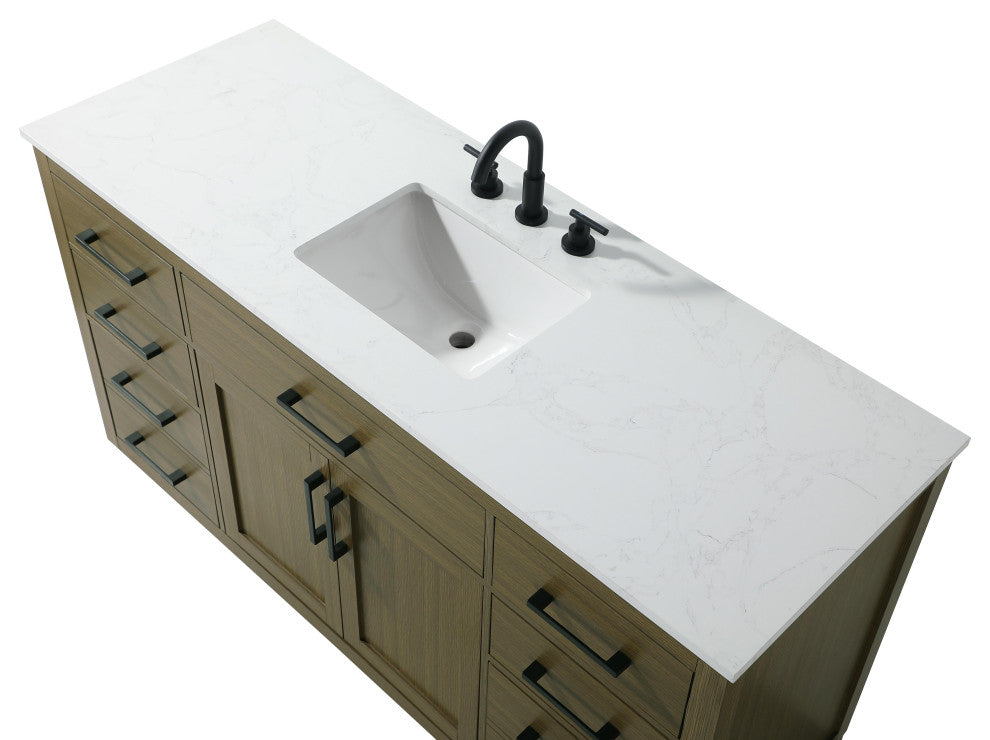 Home Living 60" Single Bathroom Vanity, Chestnut Brown