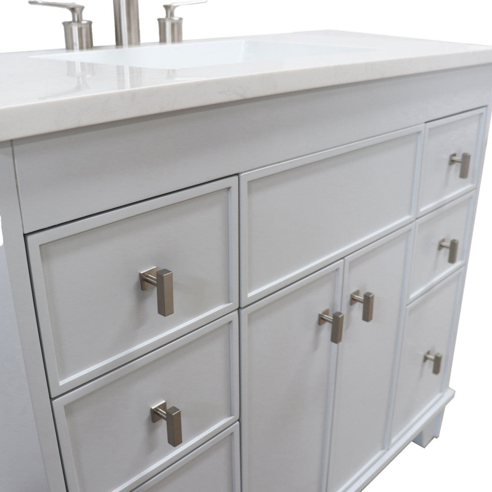 39" Single Sink Vanity, French Gray Finish With Engineered Stone Top