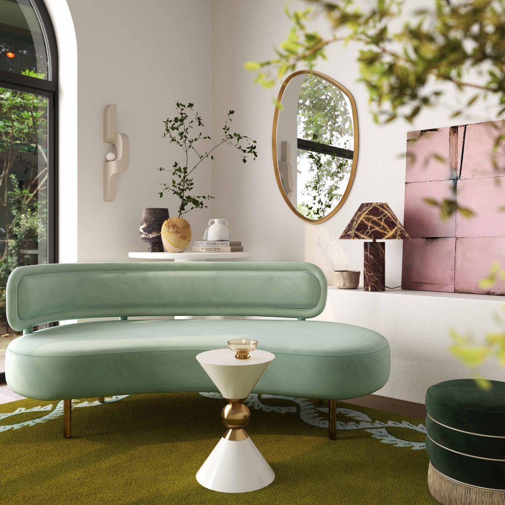 Tischa Velvet Sofa, Mint Green