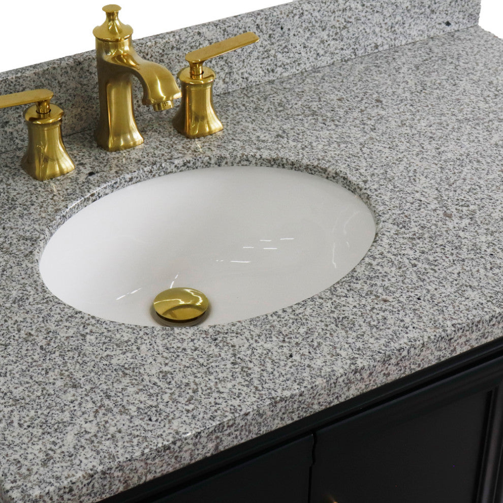 37" Single Vanity, Dark Gray Finish With Gray Granite