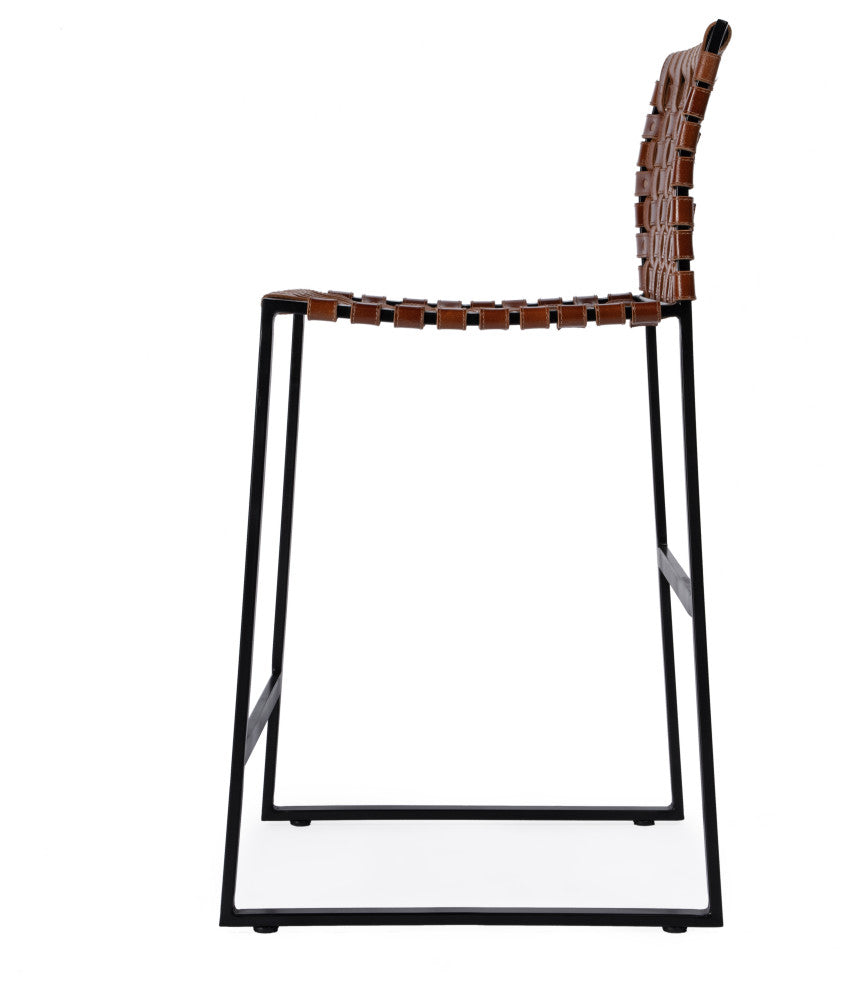 Urban Woven Leather 25" Counter Stool, Brown