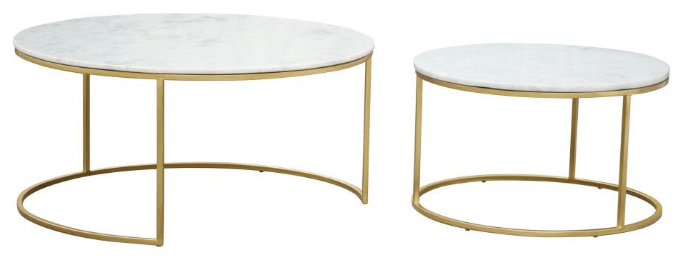 Daniel Nesting Coffee Tables White/Gold
