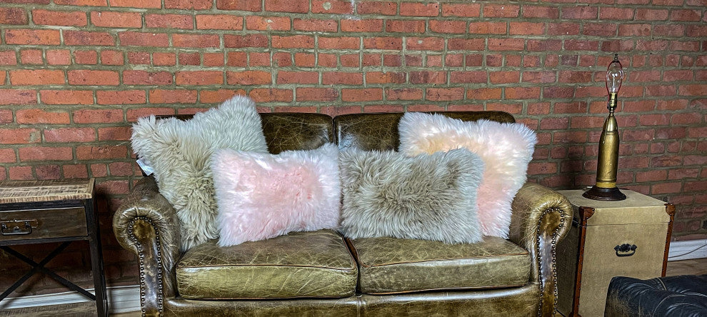New Zealand Sheepskin Pillow 12"x20", Blush