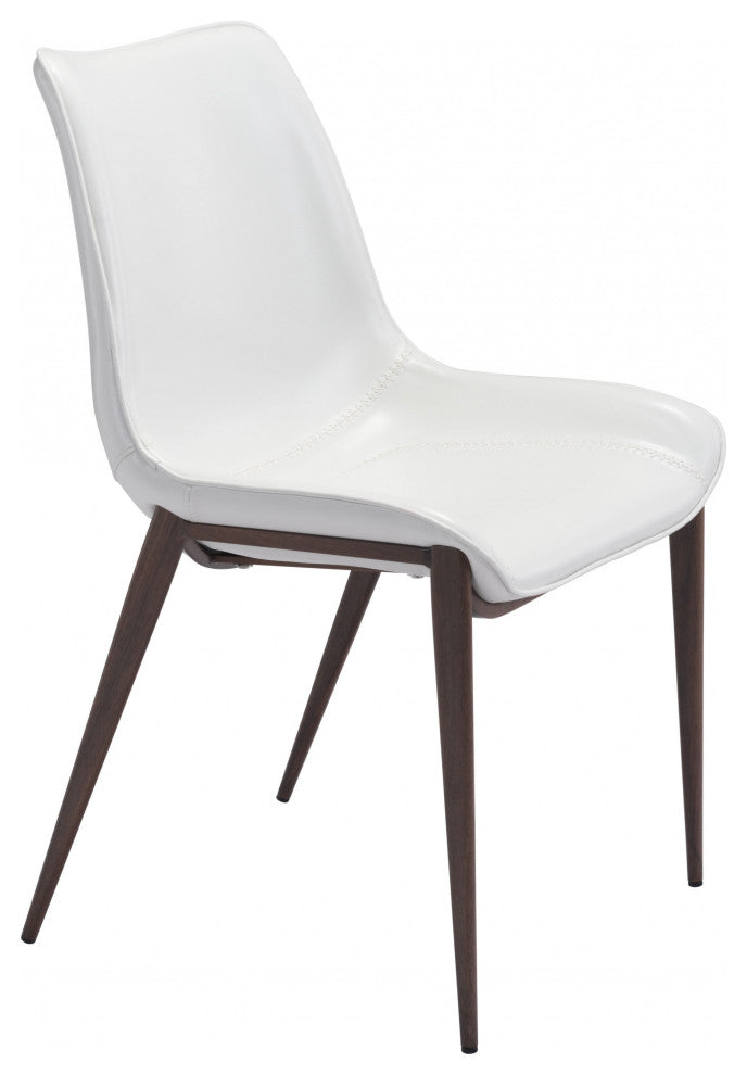 Stich White Faux Leather Side or Dining Chairs Set of 2 Chairs