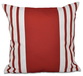 Big And Bold Stripe, Decorative Outdoor Pillow, Red, 20"x20"