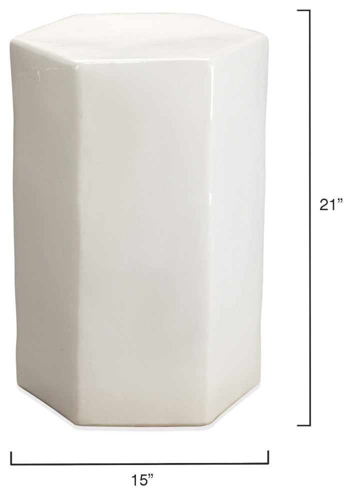 Porto Ceramic Indoor/Outdoor Side Table, White, Large