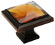 Cosmas 5883ORB-A Oil Rubbed Bronze Cabinet Square Knob, Amber Glass, Set of 5