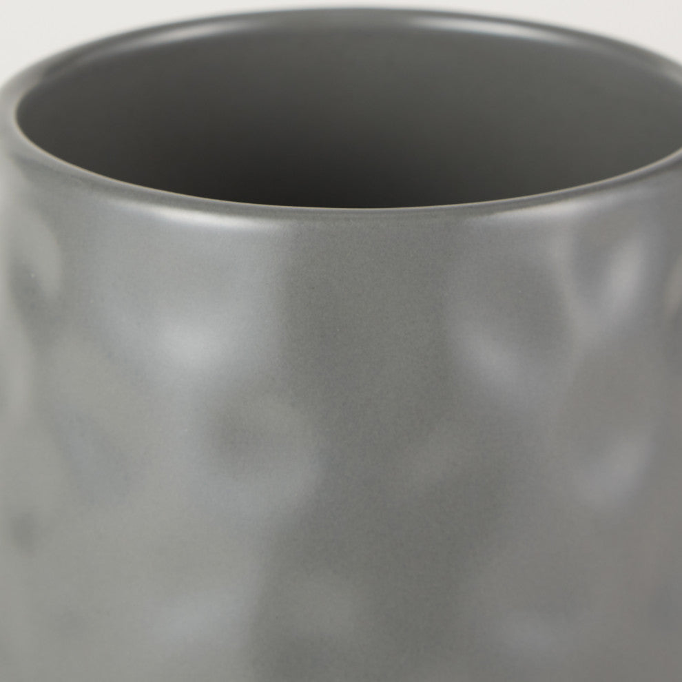 Gray Matte Dimple Texture Ceramic Canister (Set of 2)
