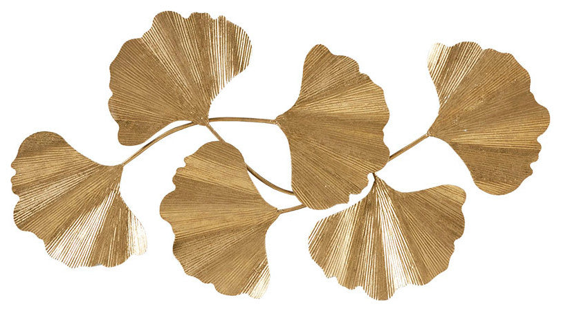 Madison Park Faye Gold Foil Metal Ginkgo Leaf Wall Decor