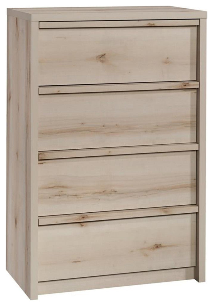 Pemberly Row Engineered Wood 4-Drawer Bedroom Chest in Pacific Maple