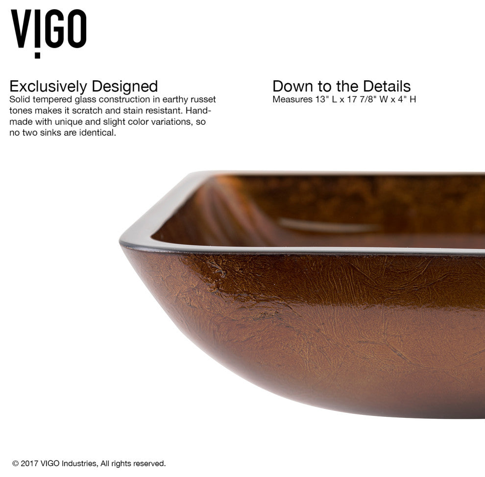 Donatello 18"L x 13"W Glass Vessel Sink and Niko 11"H Faucet Set