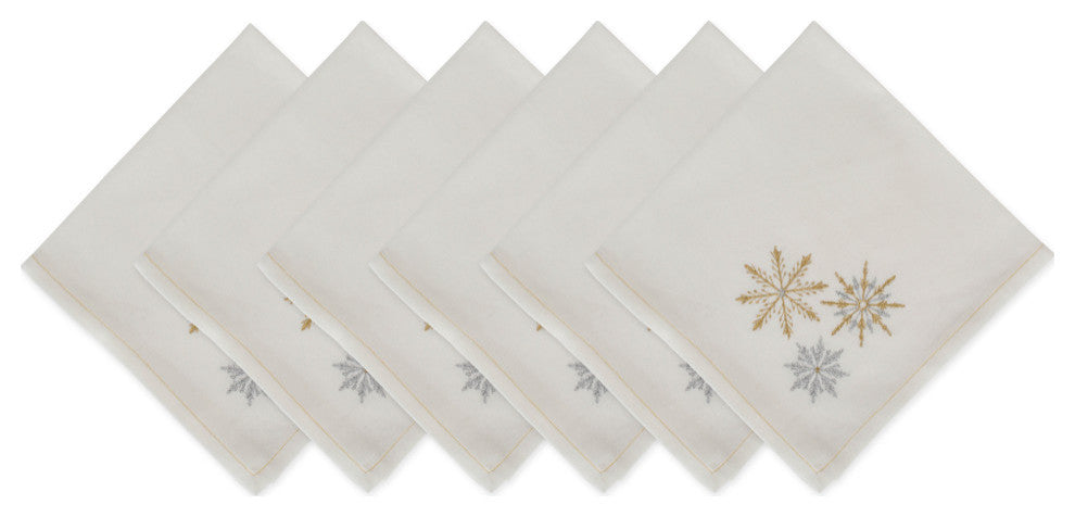Sparkle Snowflakes Embroidered Na-Packin, Set Of 6