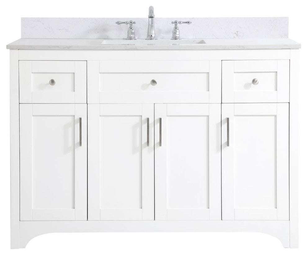Mia 48" Single Bathroom Vanity, White With Backsplash