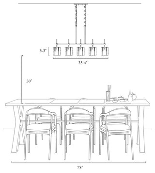 LNC Tucana Polished Gold and Matte Black Modern Kitchen Island Light, 5 Lights