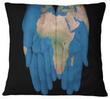 African Map in Our Hands Abstract Throw Pillow, 18"x18"