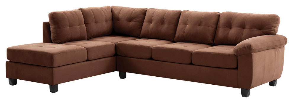 Gallant 111" W 2 Piece Microfiber L Shape Sectional Sofa, Chocolate
