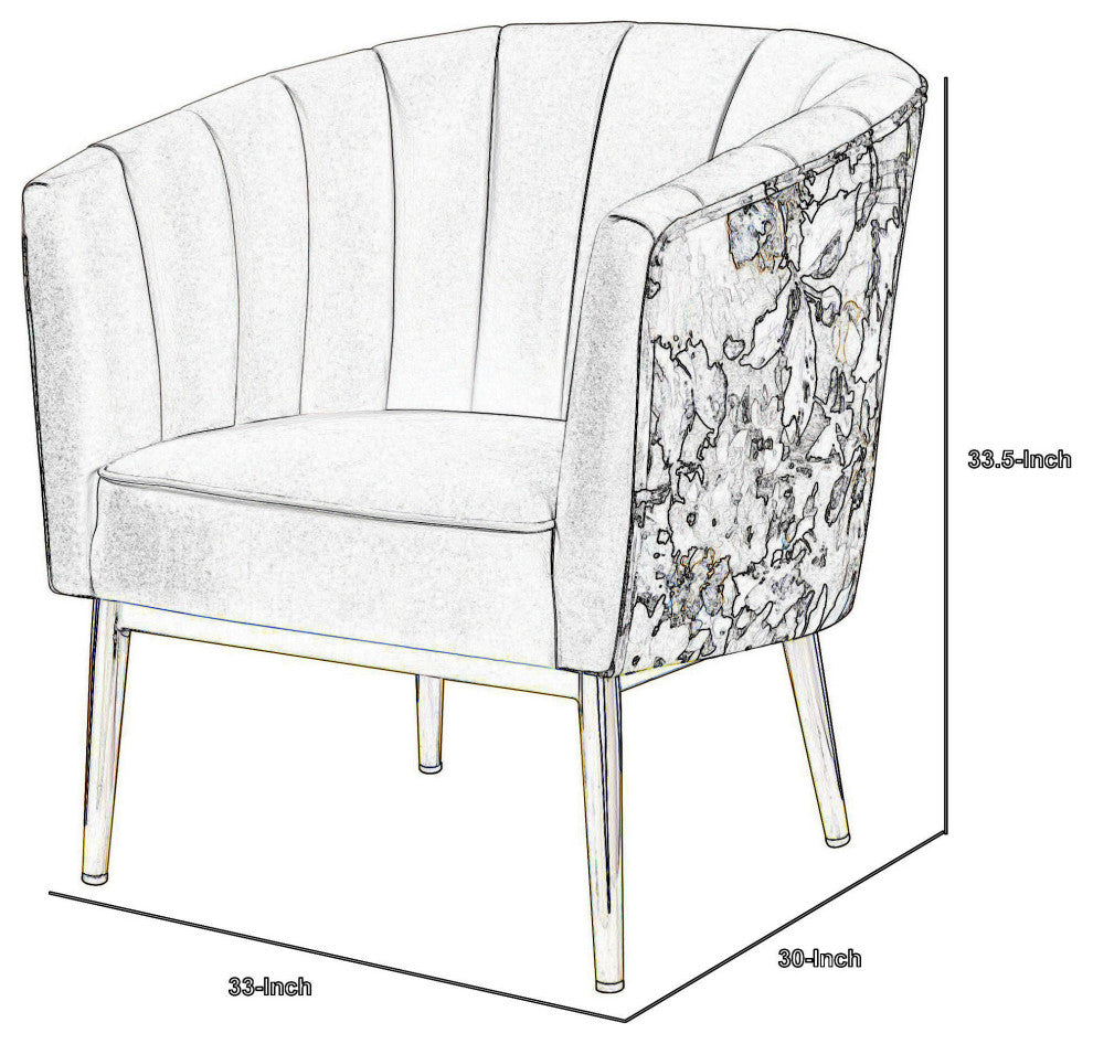 Benzara BM233130 Wooden Accent Chair With Barrel Style Backrest, Black and Gold