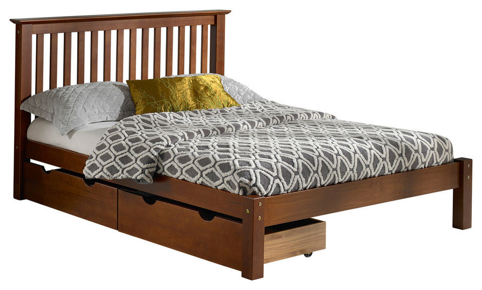Barcelona Full Bed With Storage Drawers, Chestnut